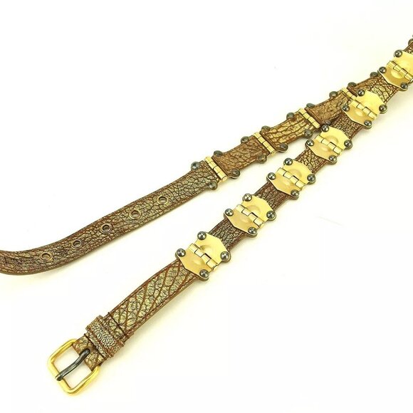 miu miu belt vintage leather ?~ Gold & Silver hardware Authentic USED - Picture 14 of 16